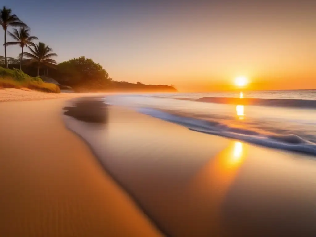 Playa serena al amanecer Secreto jubilación activa salud felicidad: playa serena al amanecer, aguas tranquilas, escape y belleza natural