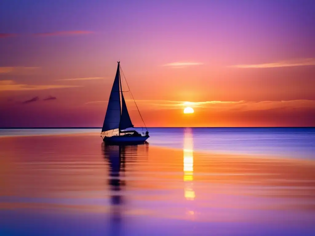 Atardecer sereno en el mar Aventuras marítimas para jubilados en vela y navegación