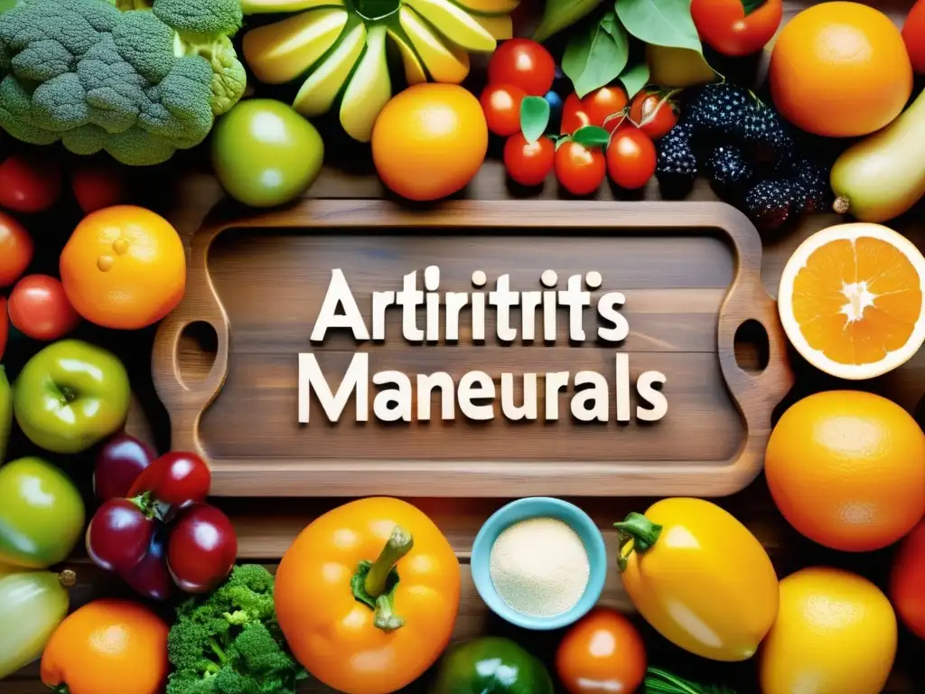 Mesa rústica con alimentos antiinflamatorios Beneficios dieta antiinflamatoria artritis: mesa rústica con frutas y verduras, tono sepia, estética vintage