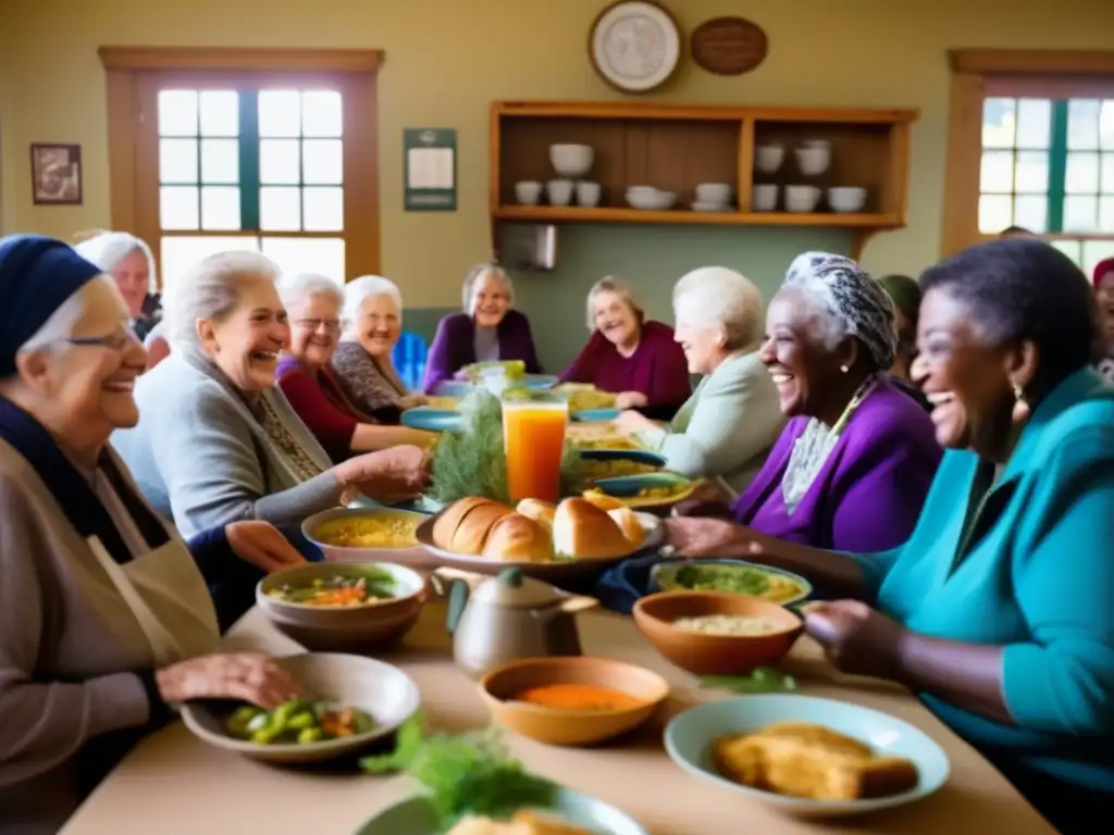 Comunidad cálida y acogedora en cocina Cocina comunitaria: Programas alimentación comunitaria jubilación