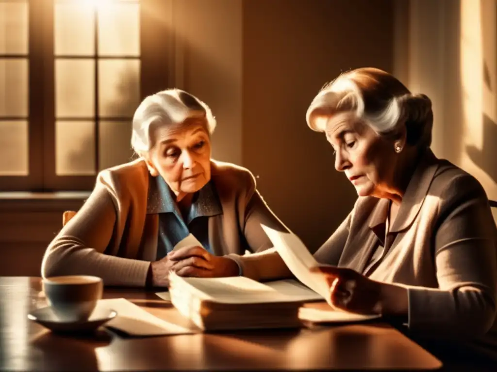 Pareja mayor preocupada por documentos Elderly couple stressed with documents, sepia tone