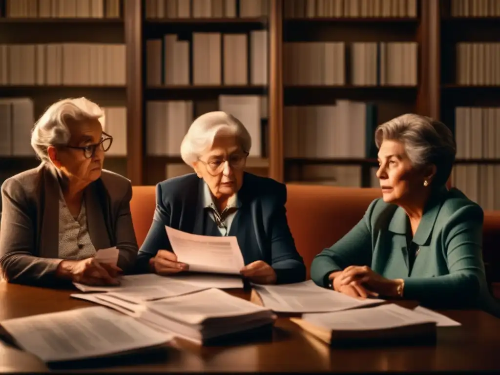 Retiro en peligro: ¿Estafa financiera? Estafas en plan de jubilación: señales inequívocas - Ancianos rodeados de documentos financieros en una habitación misteriosa e intrigante