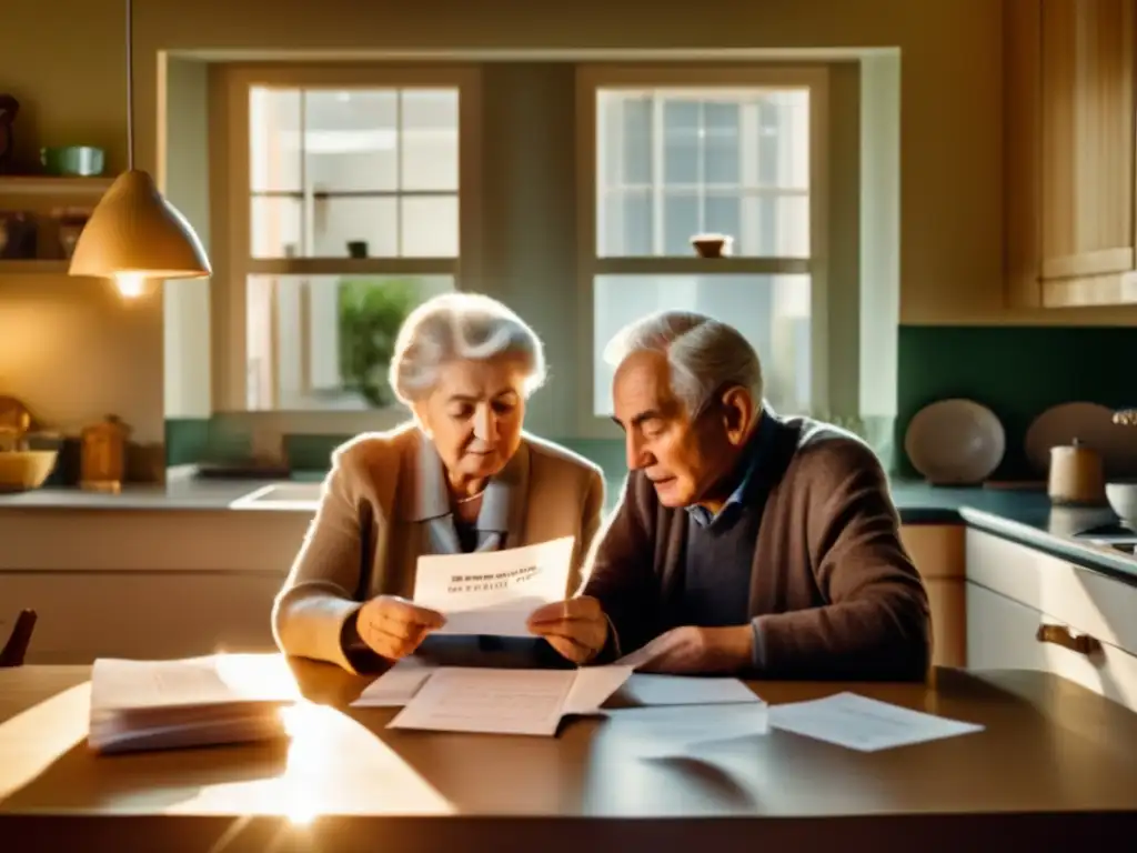 Pareja mayor examina carta Estafas de premios falsos: una imagen sepia de una pareja mayor examinando una carta con la palabra
