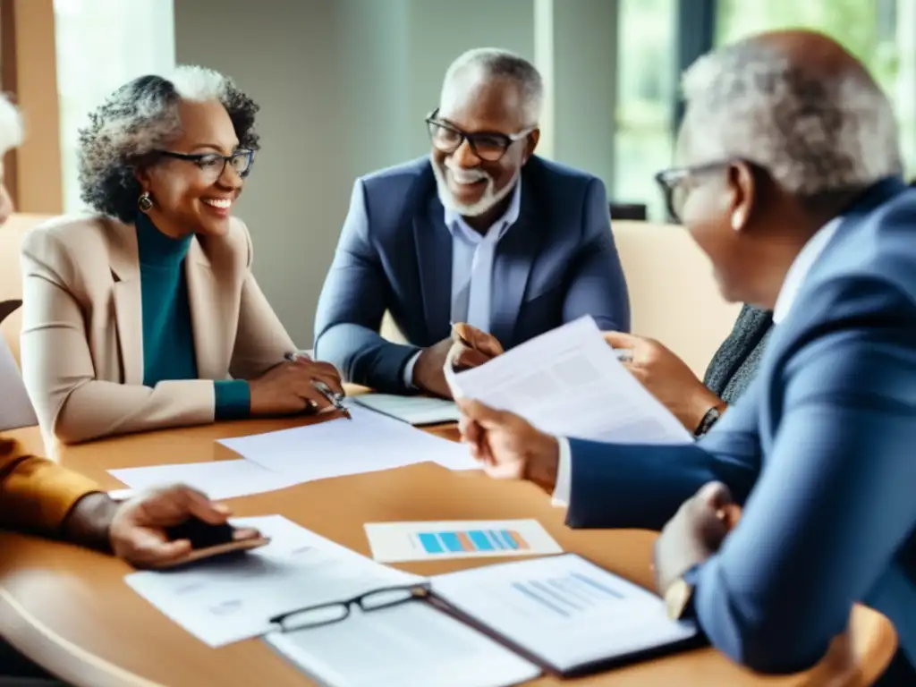Conversación colaborativa sobre planificación de jubilación Estrategias de jubilación colaborativa y enriquecedora con diversidad y camaradería en la mesa