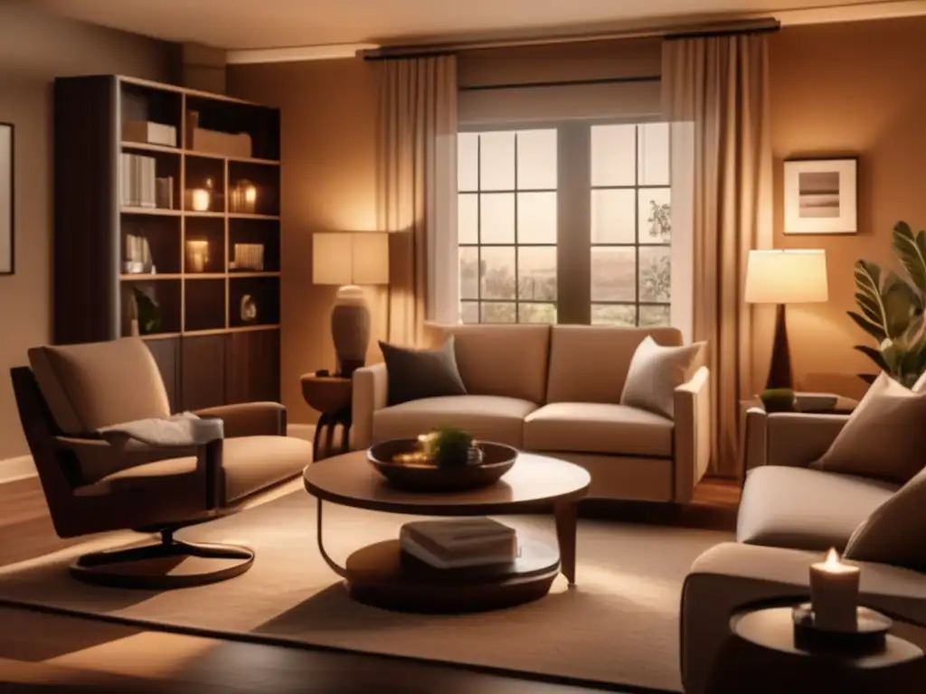 Planificación financiera para el retiro: confort y tranquilidad Planificación financiera jubilación ergonómica en un salón acogedor y sereno, bañado en tonos sepia cálidos