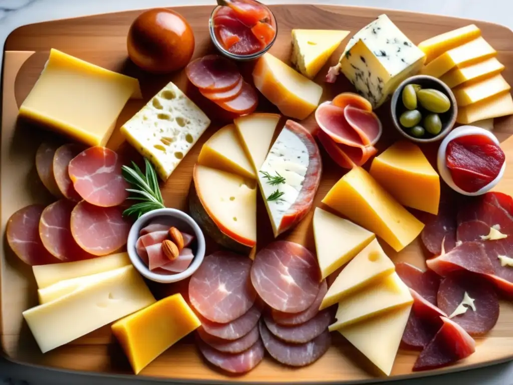 Tabla gourmet con embutidos, quesos y acompañamientos Planificación financiera jubilación gourmet: Tabla de embutidos y quesos gourmet con uvas, higos, olivas y pan artesanal