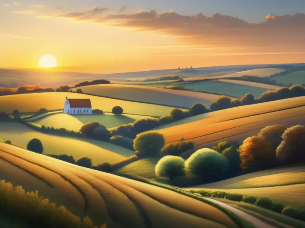 Una hermosa imagen muestra un paisaje sereno en sepia al atardecer