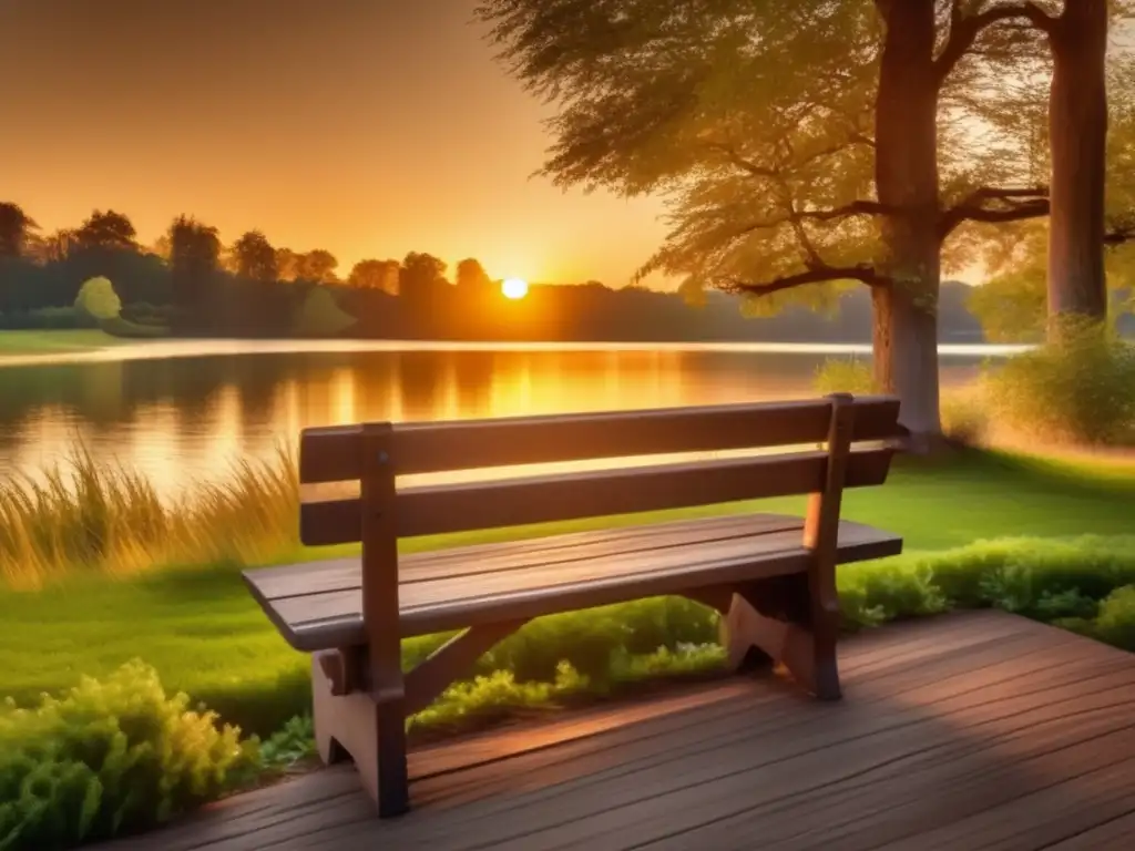Serenidad al atardecer en el lago Imagen sepia de atardecer con lago y árboles verdes - Planificación de jubilación y herencia familiar