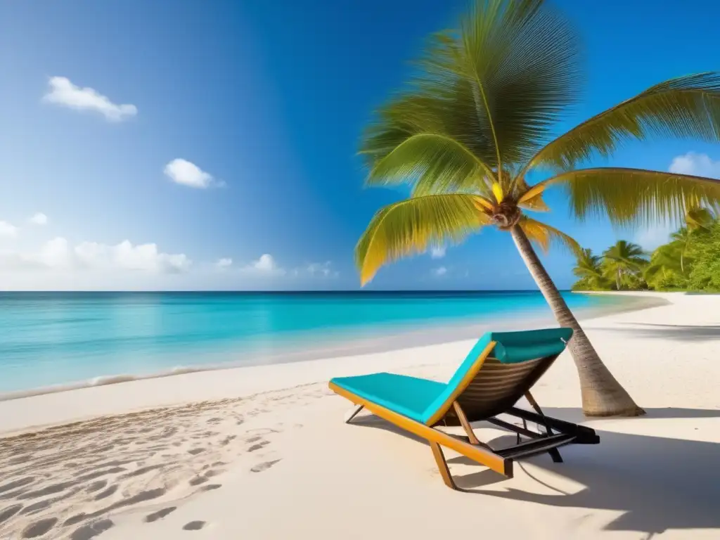Playa paradisíaca en el Caribe Imagen de playa caribeña tranquila, con arena dorada y aguas turquesas
