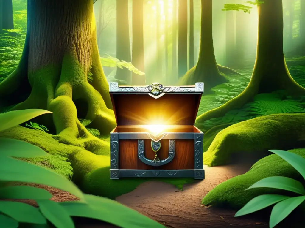 Imagen de tesoro escondido en un bosque con geocaches