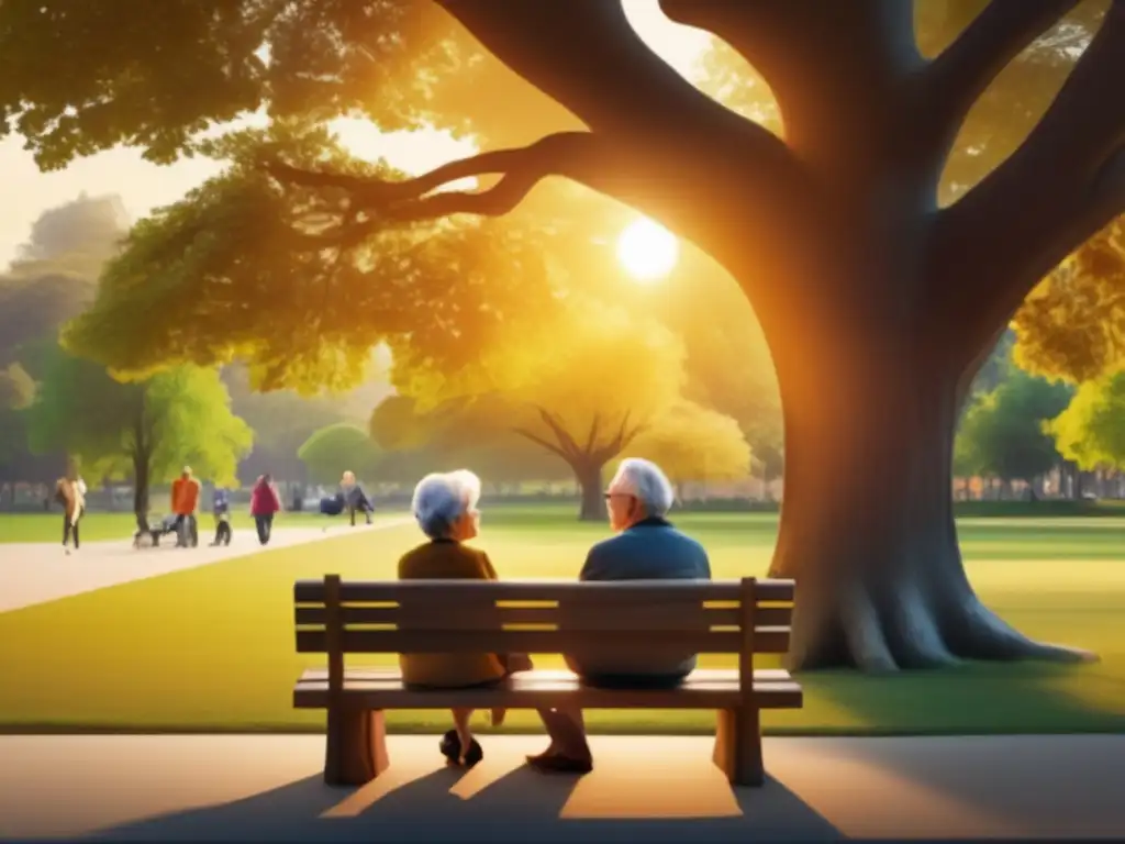 Conversación inspiradora bajo el árbol Importancia del mentorazgo intergeneracional en la planificación de jubilación: escena nostálgica de conversación bajo un árbol con hojas de otoño
