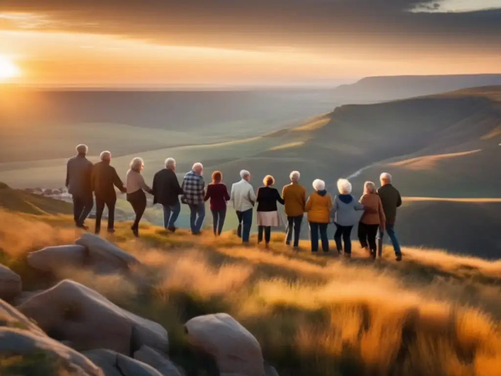 Seniors disfrutando de un atardecer espectacular Jubilados disfrutan de atardecer en acantilado - Vuelos baratos para jubilados