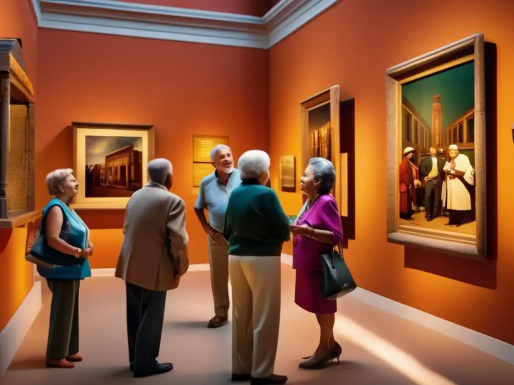 Jubilados explorando museo histórico Jubilados explorando museo histórico