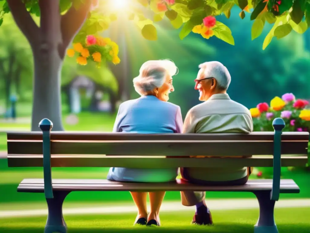 Pareja mayor disfrutando de la serenidad del parque Pareja de ancianos felices en un parque con seguridad para jubilados en la planificación de jubilación