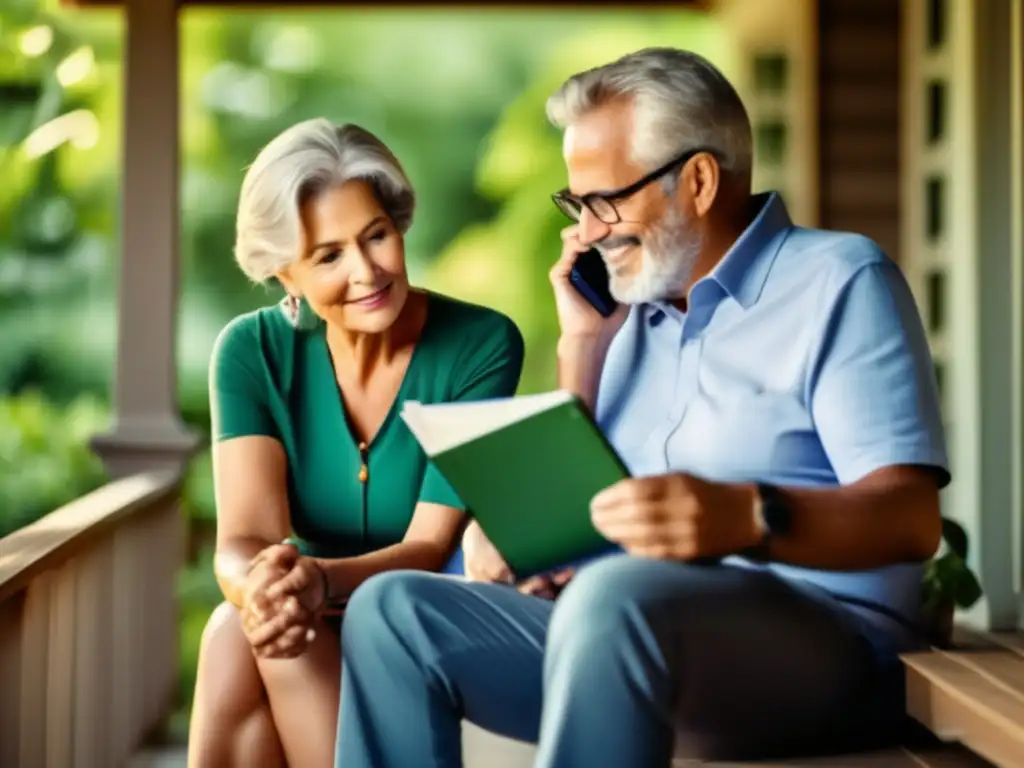 Pareja madura planeando retiro Pareja madura calculando su jubilación: historias inspiradoras