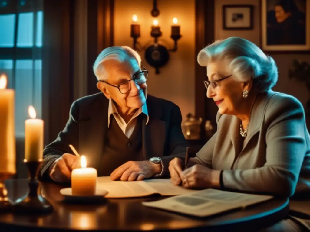 Pareja mayor planeando su jubilación Pareja mayor planificando jubilación ante inflación