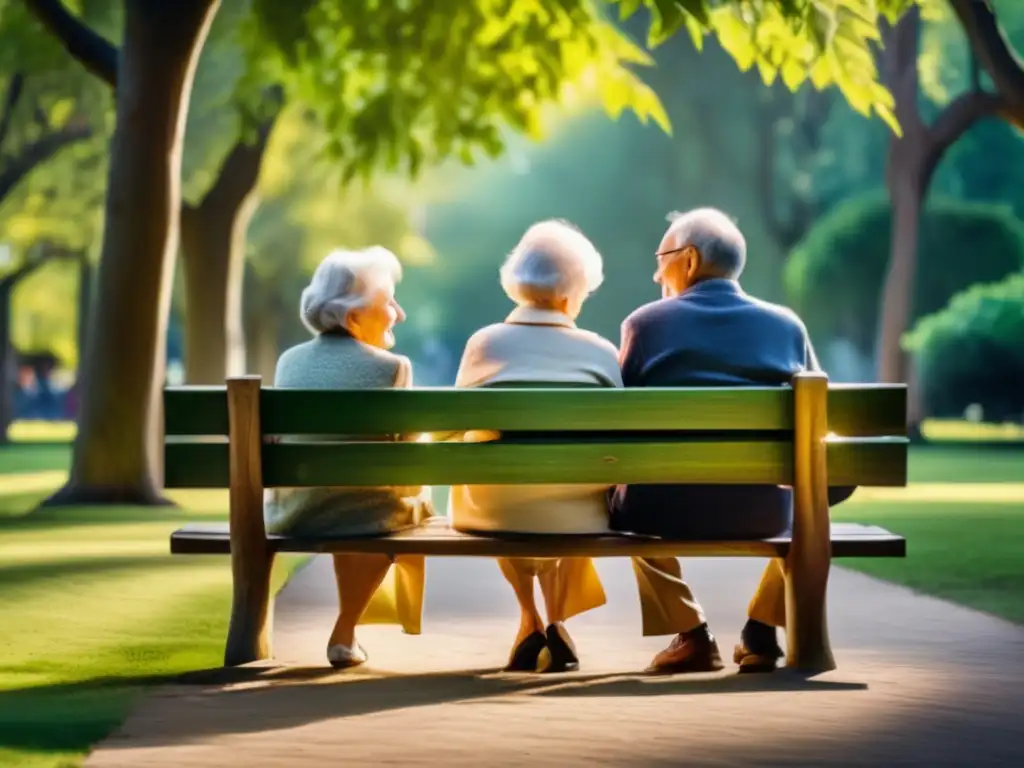 Pareja anciana disfrutando de la jubilación Pareja mayor en banco de parque, planificación jubilación sostenible, felicidad y estabilidad