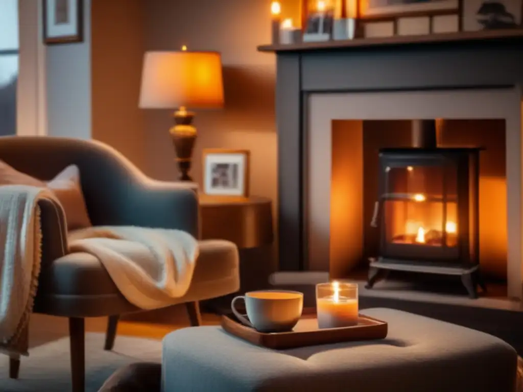 Acogedor salón con luz cálida y ambiente familiar Preparativos para visitas de nietos en el hogar: una acogedora sala de estar en sepia con iluminación suave y cálida