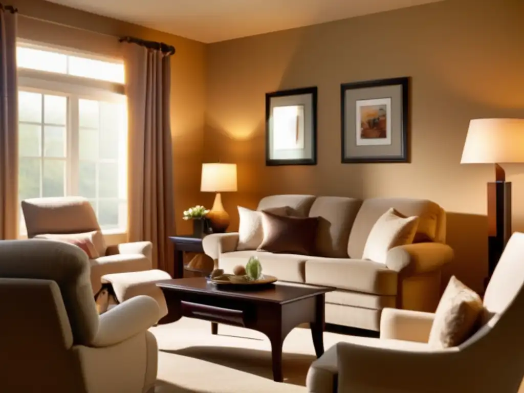 Cozy living room with ergonomic furniture for retirement comfort Salón acogedor con muebles ergonómicos para jubilación - Planificación financiera
