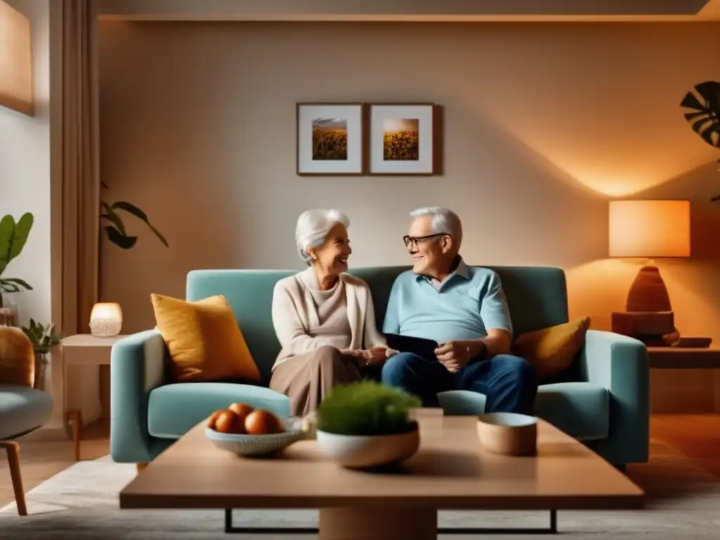 Pareja mayor disfrutando de un hogar eficiente Soluciones eficiencia energética para jubilados en casa