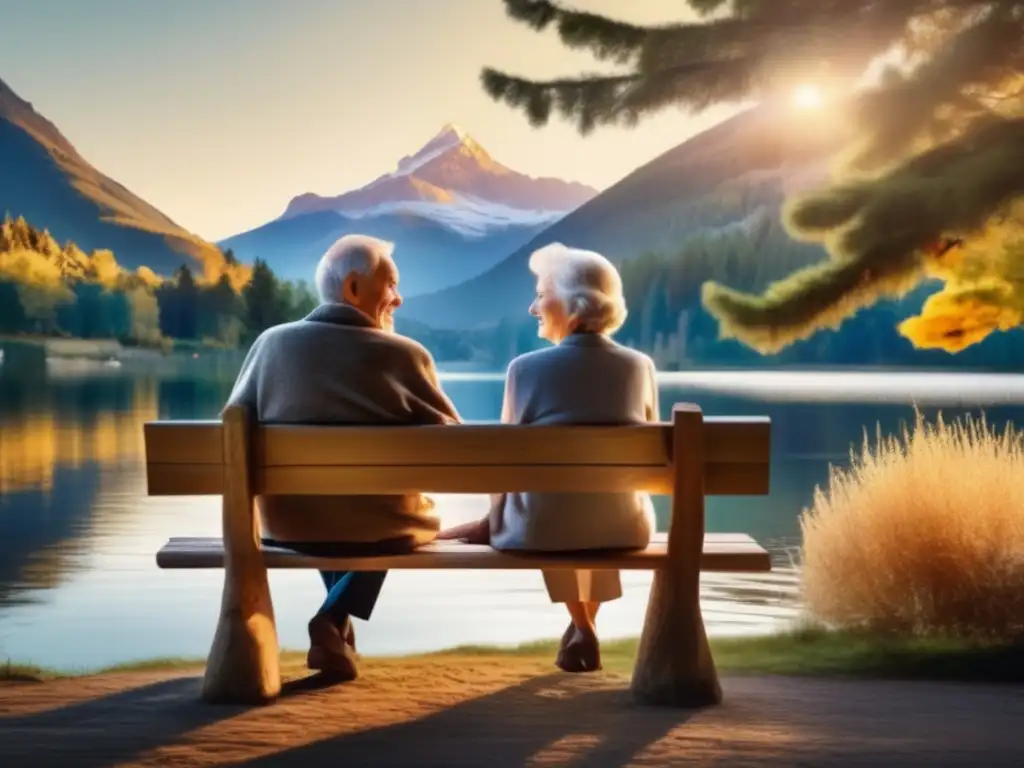 Pareja de ancianos disfrutando la tranquilidad Planificación de jubilación sostenible: una visión integral - Pareja de ancianos disfrutando de la tranquilidad de un lago
