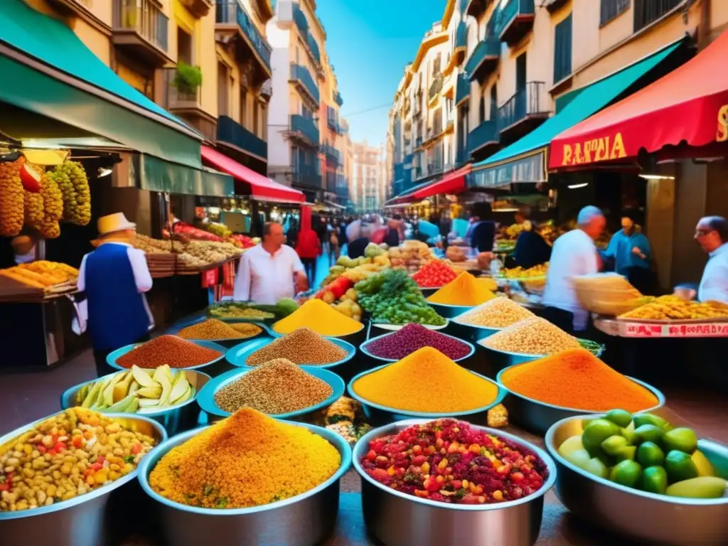 Turismo gastronómico para jubilados en el bullicioso mercado de alimentos en Barcelona, España